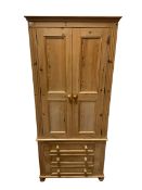 Traditional pine double wardrobe