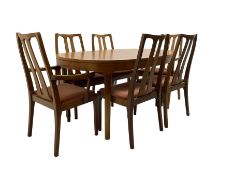 Nathan - mid-20th century teak oval extending dining table (W152cm D99cm H75cm); and Nathan - set si