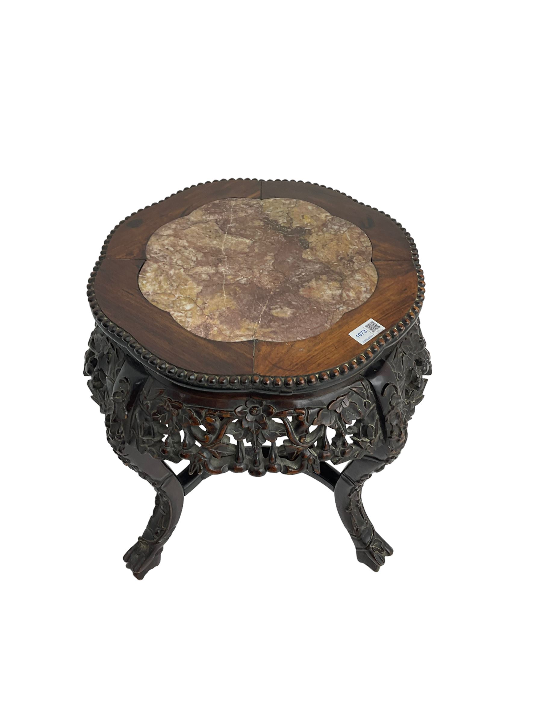 Chinese carved hardwood occasional table - Image 3 of 5