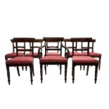 Harlequin set of eight 19th century mahogany bar back dining chairs