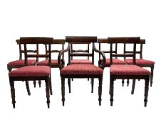 Harlequin set of eight 19th century mahogany bar back dining chairs