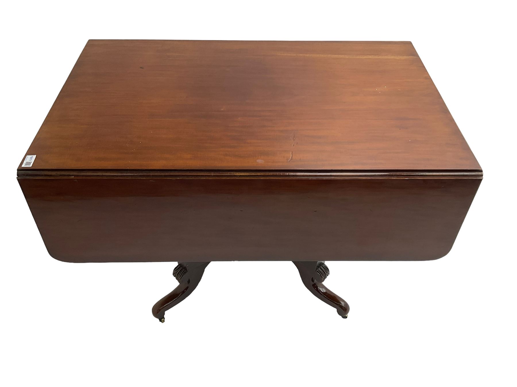 19th century mahogany drop leaf pedestal table - Image 5 of 7