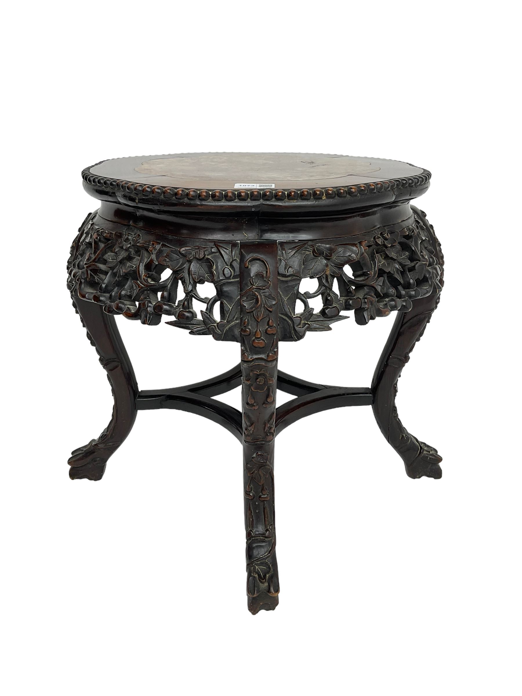 Chinese carved hardwood occasional table