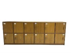 20th century oak bank of lockers