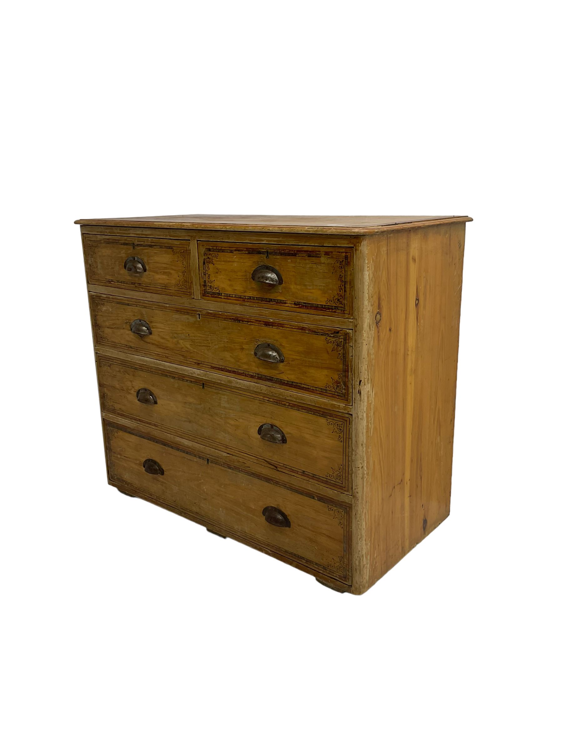 Late 19th century painted pine chest - Image 5 of 6
