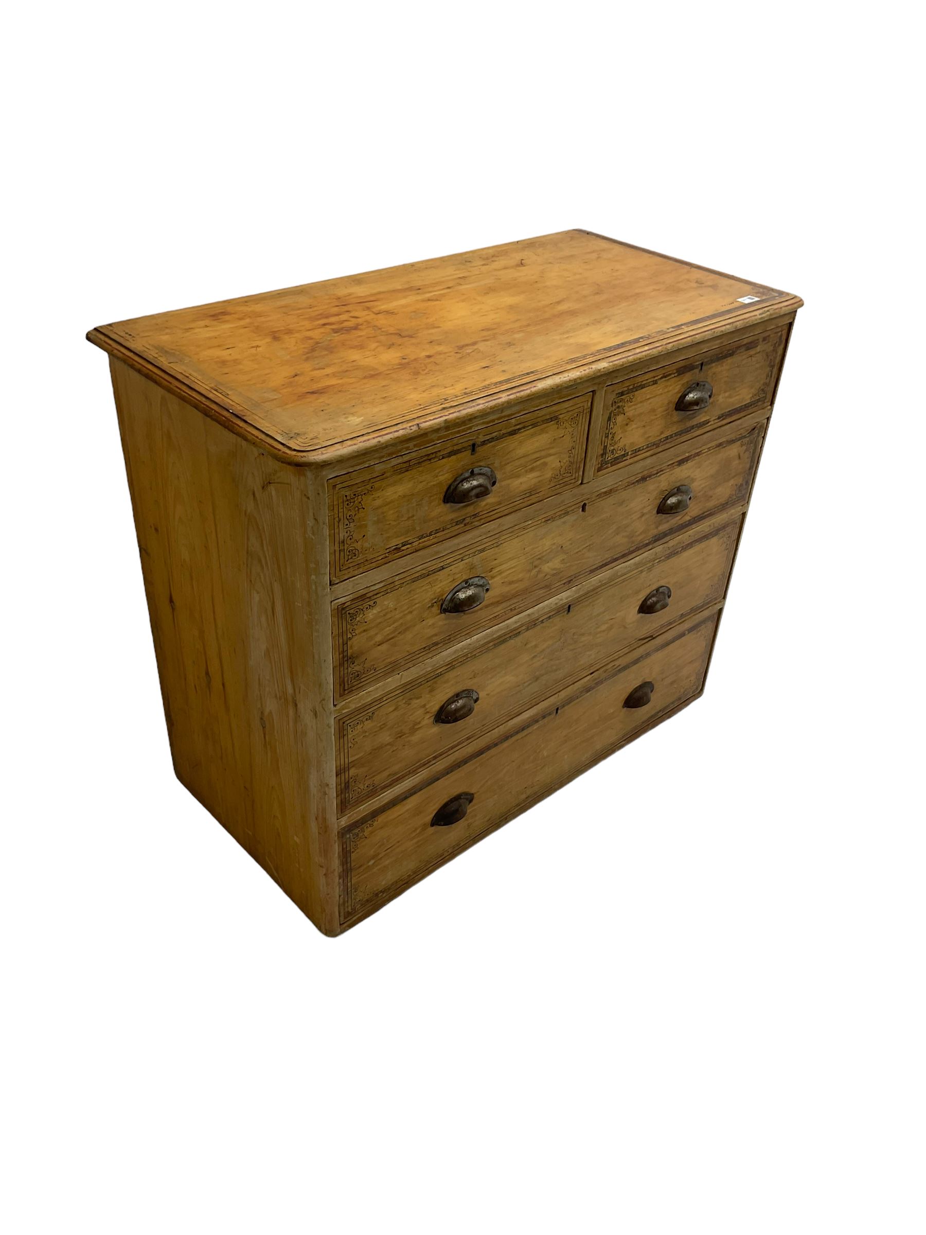 Late 19th century painted pine chest - Image 6 of 6