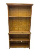 19th century scumbled oak and pine open bookcase