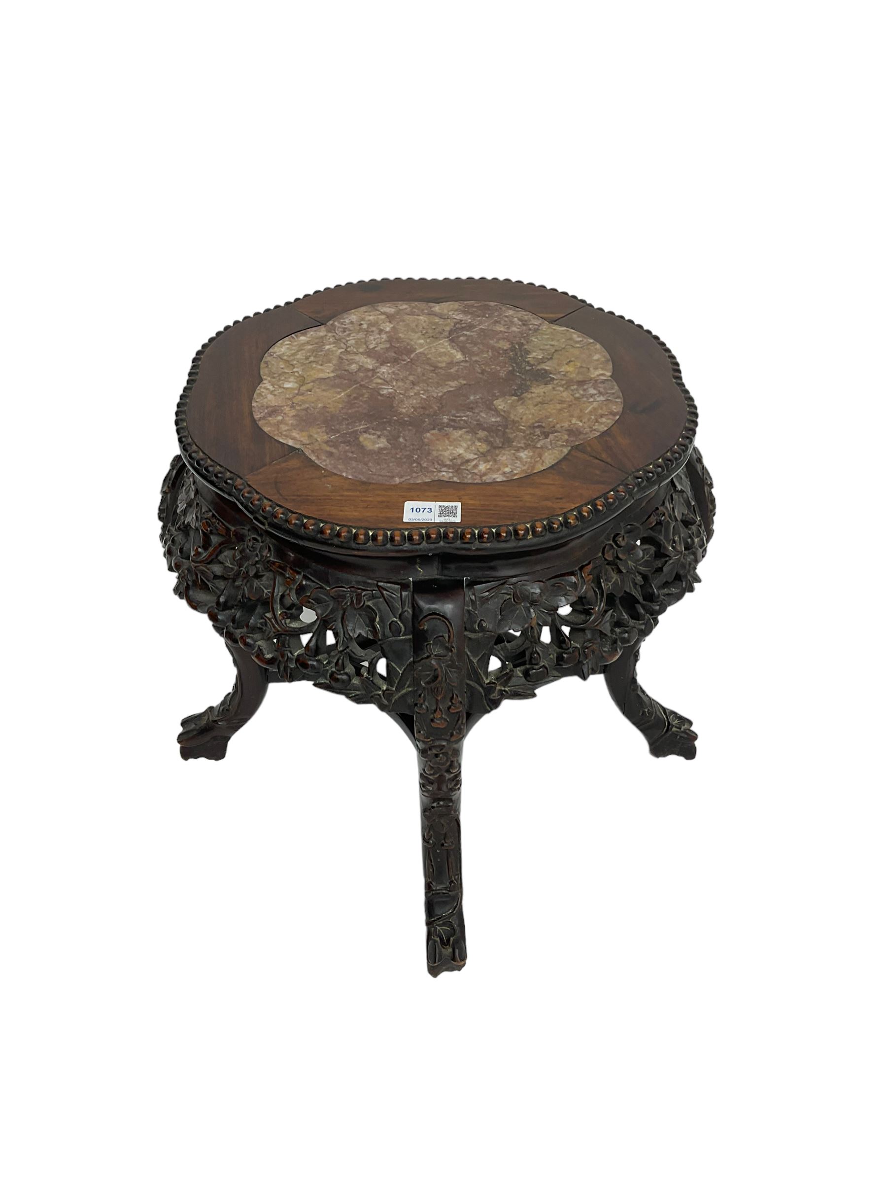 Chinese carved hardwood occasional table - Image 5 of 5