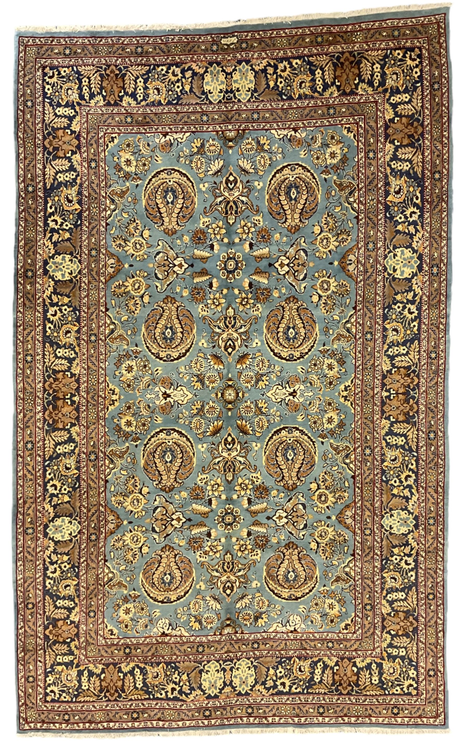 Central Persian Qum pale blue ground rug