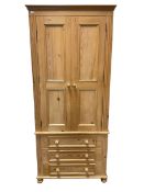 Traditional pine double wardrobe