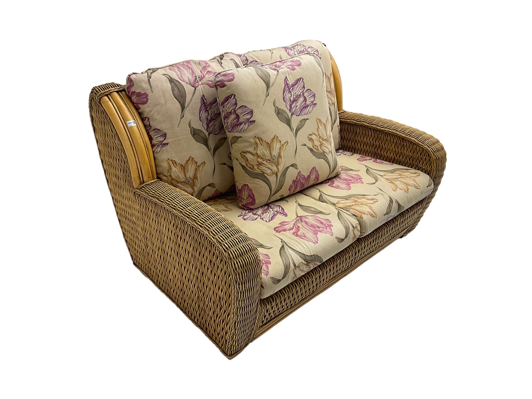Two seat bamboo and wicker conservatory sofa - Image 7 of 7