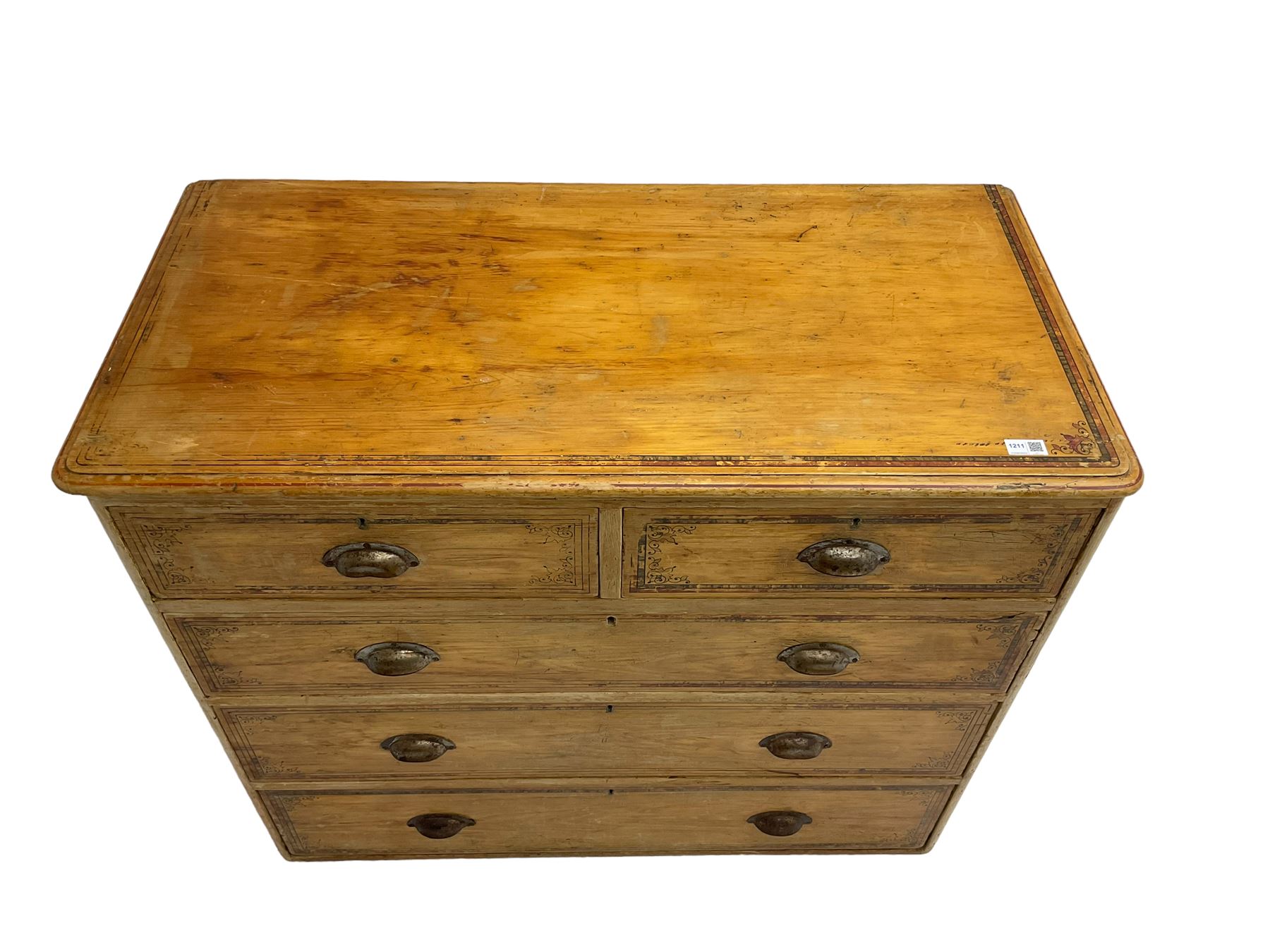 Late 19th century painted pine chest - Image 2 of 6