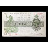 United Kingdom of Great Britain and Ireland Fisher second issue ten shillings banknote 'N12 293884'