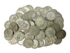 Approximately 840 grams of Great British pre 1947 silver florin or two shillings coins