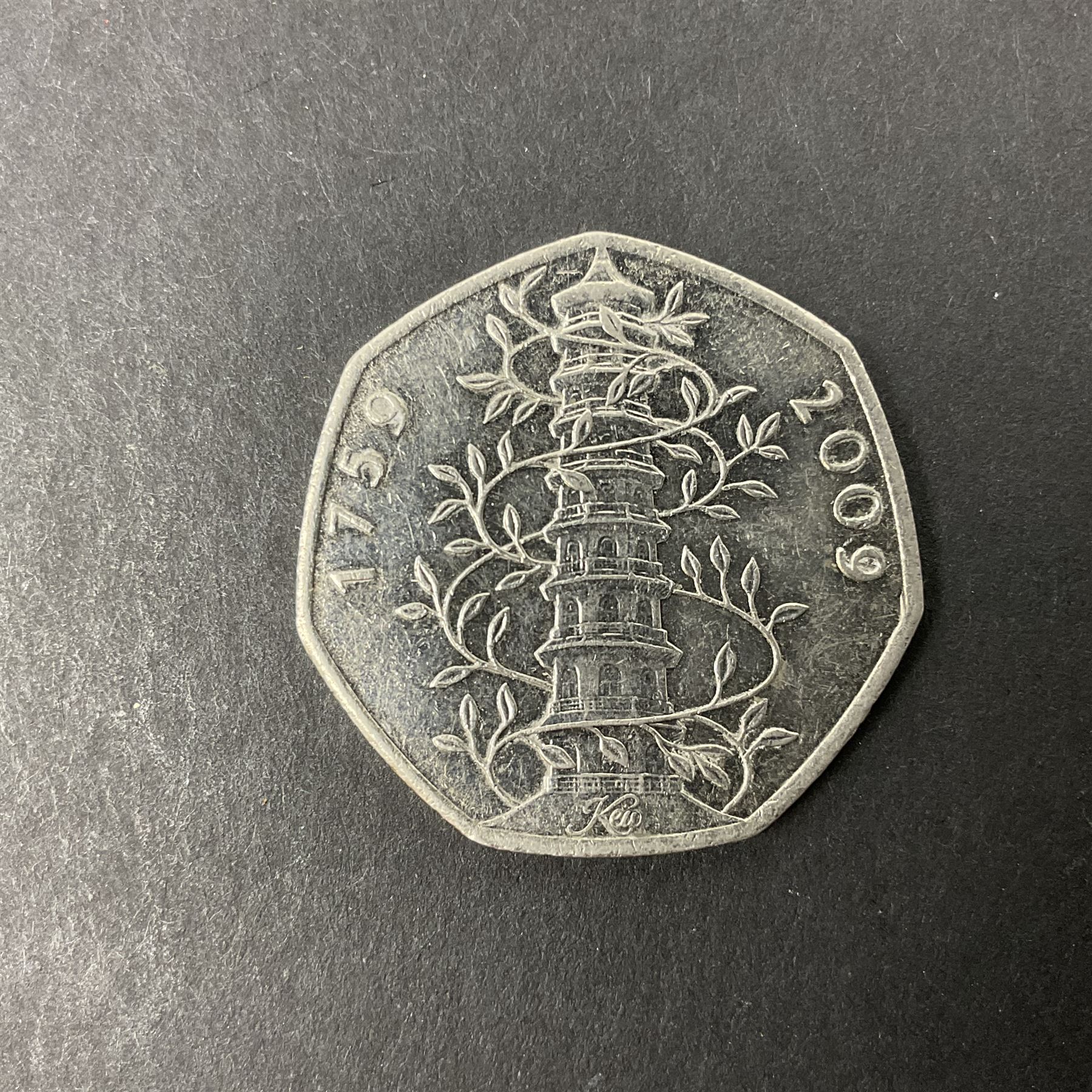 Queen Elizabeth II United Kingdom 2009 Kew Gardens fifty pence coin - Image 2 of 3