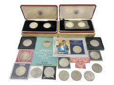 Coins including two King George VI 1951 Festival of Britain crowns each in green case