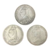 Three Queen Victoria crown coins