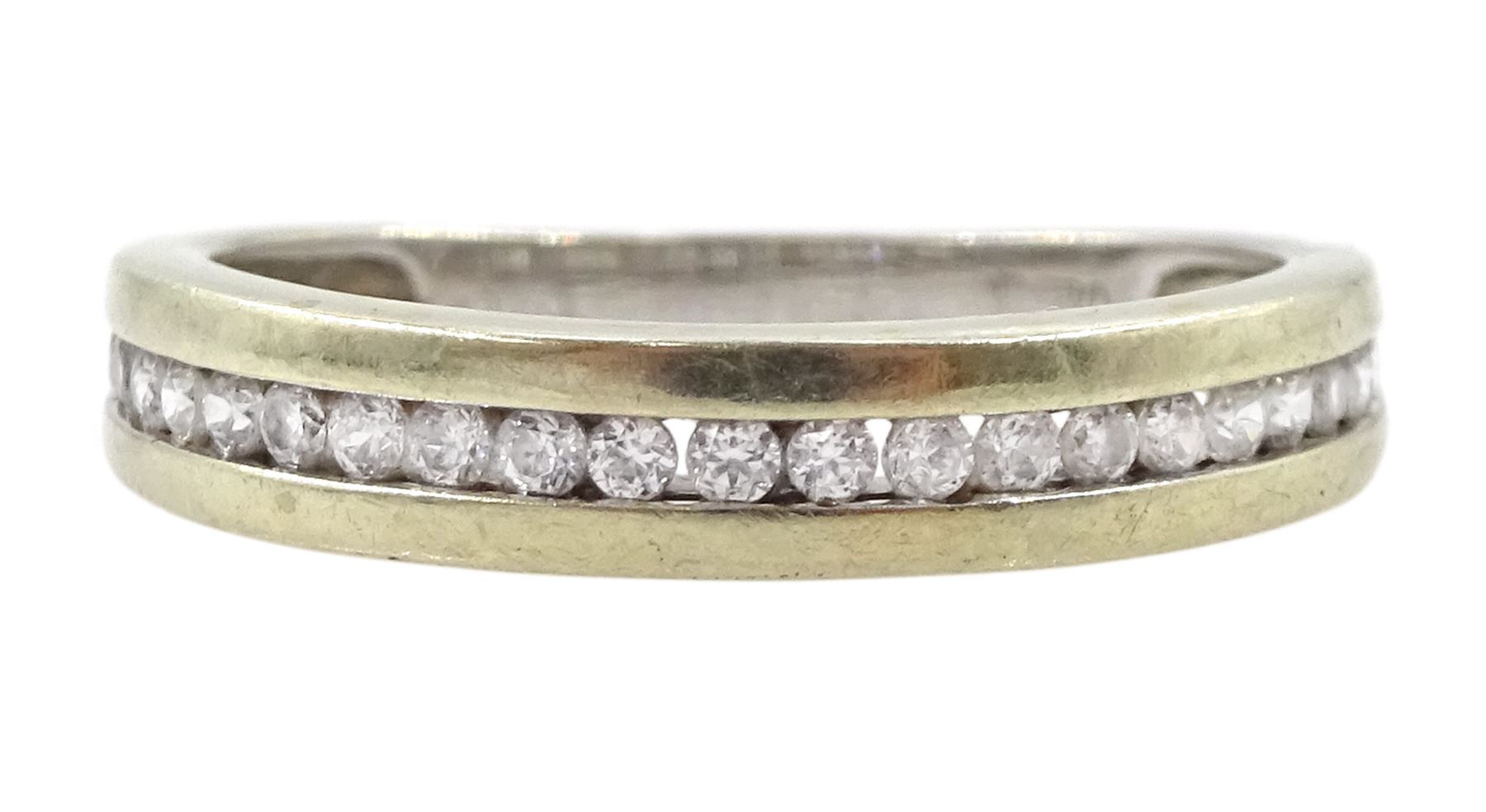 9ct white gold channel set cubic zirconia three quarter eternity ring