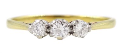 18ct gold three stone round brilliant cut diamond ring