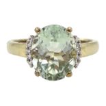 9ct gold green amethyst and diamond ring