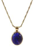 9ct gold single stone opal pendant necklace