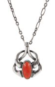 Georg Jensen 2006 Heritage Collection silver coral pendant necklace