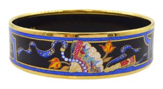 Hermes gilt and enamel 'Folding Fan' bangle