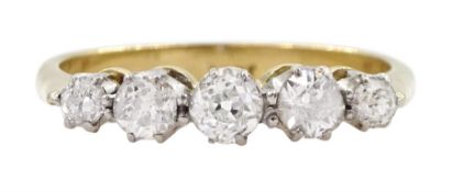 18ct gold graduating five stone old cut diamond ring