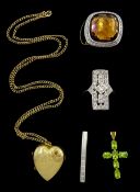 9ct gold peridot cross pendant
