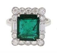 18ct white gold emerald cut emerald