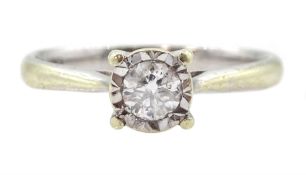 9ct gold single stone round brilliant cut diamond ring