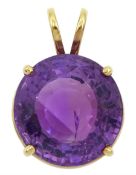 9ct gold round cut amethyst pendant