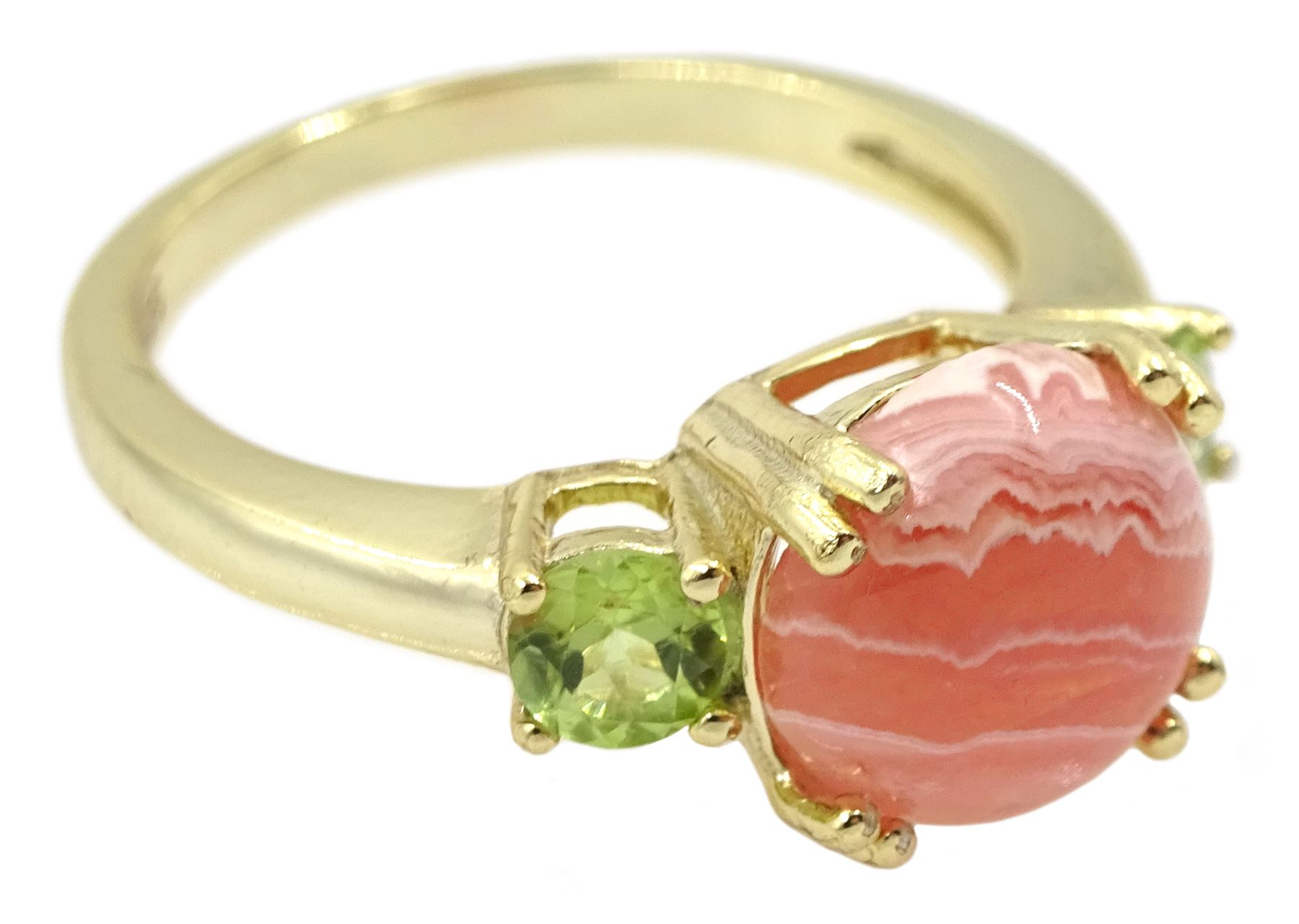 Silver-gilt rhodochrosite and peridot ring - Image 3 of 4