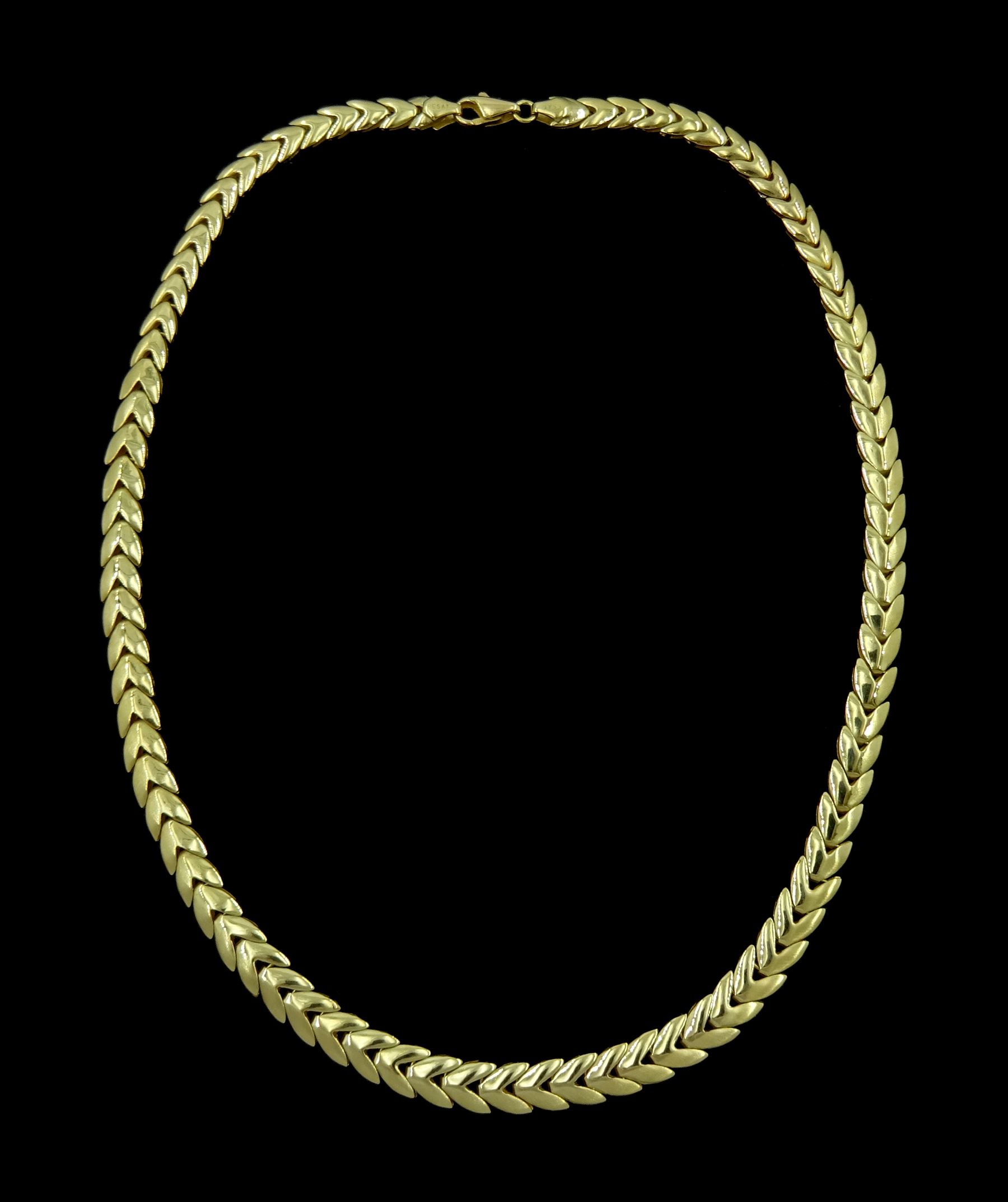 14ct gold chevron link chain necklace