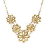 9ct gold flower link necklace