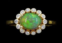 9ct gold opal and white zircon cluster ring