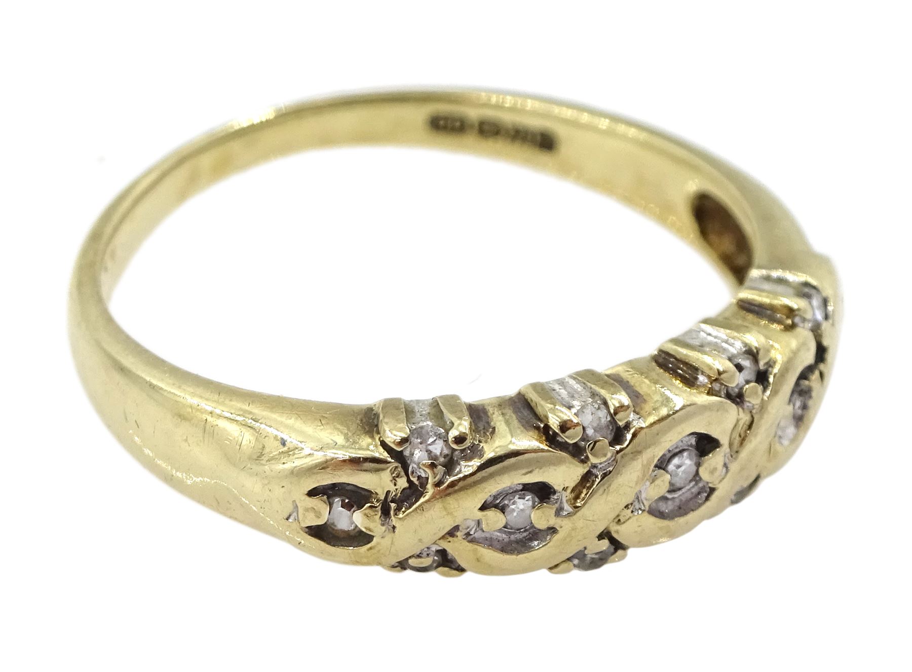 9ct ring diamond crossover ring - Image 3 of 4