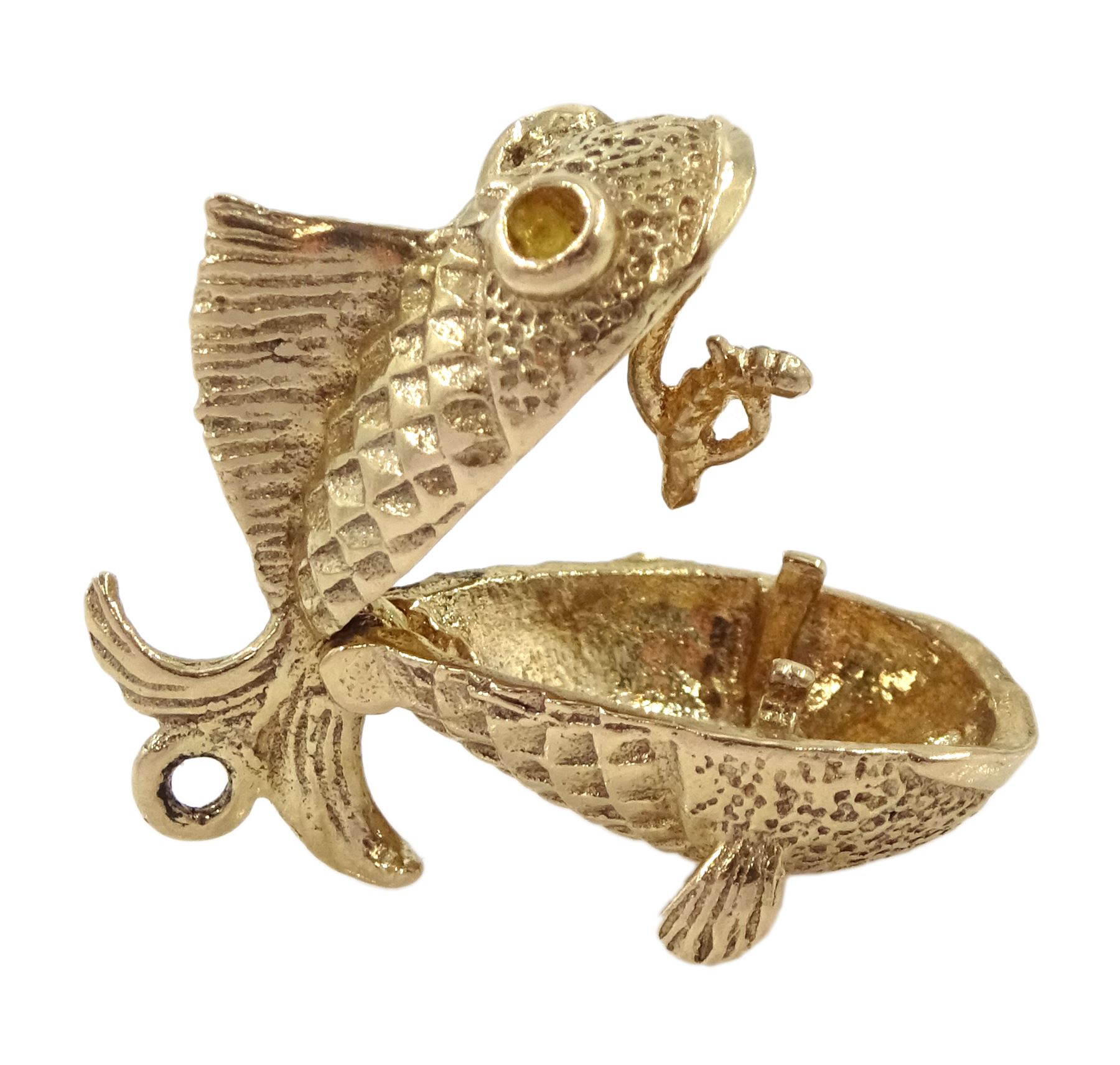 9ct gold fish and hook charm