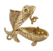 9ct gold fish and hook charm