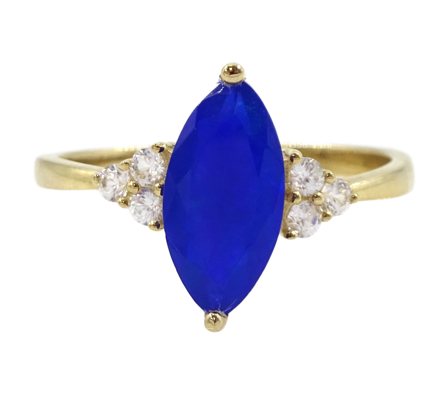 9ct gold marquise cut opal and white zircon ring - Image 5 of 5