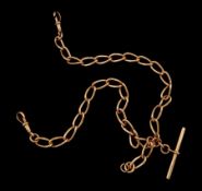 Victorian 9ct rose gold double Albert chain
