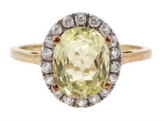 9ct gold lemon quartz and cubic zirconia ring