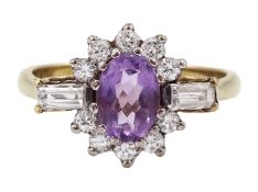 9ct gold amethyst and cubic zirconia cluster ring