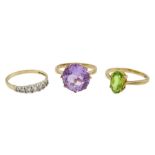 Gold single stone amethyst ring