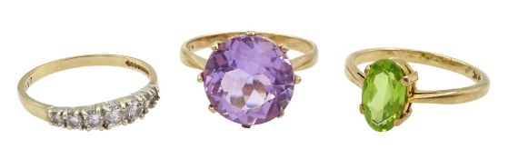 Gold single stone amethyst ring