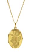 9ct gold oval locket pendant necklace