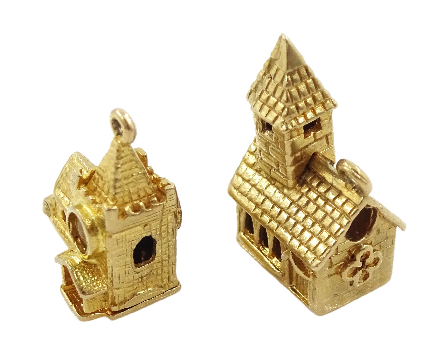 Two 9ct gold charms including church wedding ceremony and a church - Image 2 of 3