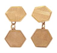 Pair of 9ct rose gold hexagonal shaped cufflinks