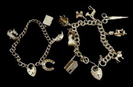 Two silver charm bracelets