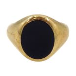 9ct gold single stone black onyx signet ring